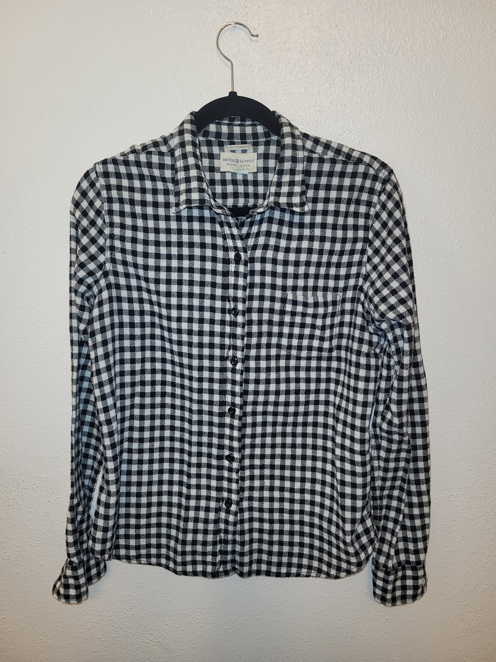 Denim & Supply Ralph Lauren RL Tomboy Gingham Shirt Black White L